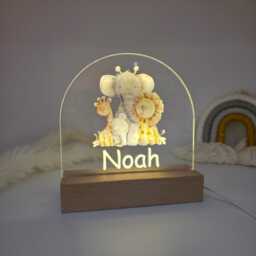 Customized Safari Animal Led Night Light For Kids Bedrooms & Nursery Rooms - 3 Changeable Colors With Dimmer - thumbnail 3