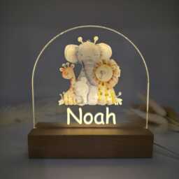 Customized Safari Animal Led Night Light For Kids Bedrooms & Nursery Rooms - 3 Changeable Colors With Dimmer - thumbnail 4