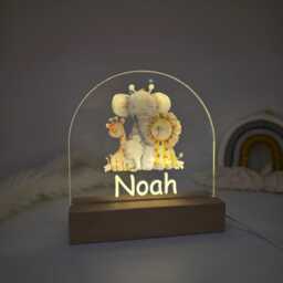Customized Safari Animal Led Night Light For Kids Bedrooms & Nursery Rooms - 3 Changeable Colors With Dimmer - thumbnail 2
