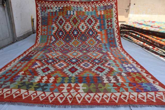 7x10 Ft New Afghan Chubi Kilim Rug, Flatweave Maimana Tribal Turkmen Oriental Rug, Vintage Rug For Bedroom, Livingroom Carpet - image 1