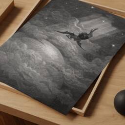 Paradise Lost Gustave Dor?? Poster, Stars Fall Wall Art, Victorian Decor, Gothic Monochrome Canvas, Digital, Fantasy Dark Academia Print Gift - thumbnail 3