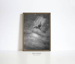 Paradise Lost Gustave Dor?? Poster, Stars Fall Wall Art, Victorian Decor, Gothic Monochrome Canvas, Digital, Fantasy Dark Academia Print Gift - thumbnail 1