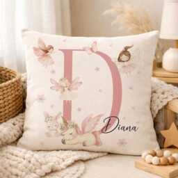 Personalised Fairy Unicorn Cushion, Girls Bedroom Decor, Magical Nursery Pillow - thumbnail 3