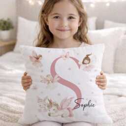 Personalised Fairy Unicorn Cushion, Girls Bedroom Decor, Magical Nursery Pillow - thumbnail 2