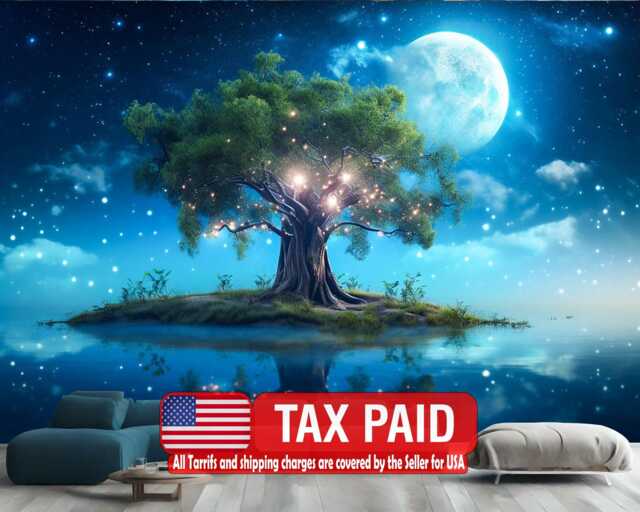 Wallpaper, Fantasy Island Tree Wall Mural, Removable Peel & Stick Decal - image 1