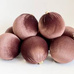 12 Brown Velvet Christmas Balls Holiday Tree Ornaments - thumbnail 3