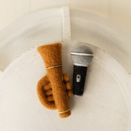 Hand-Felted Newborn Music Props Toy, Felted Microphone Toy, Needle Camera Toy, Newborn Photography Props, Newborn Photo - thumbnail 3