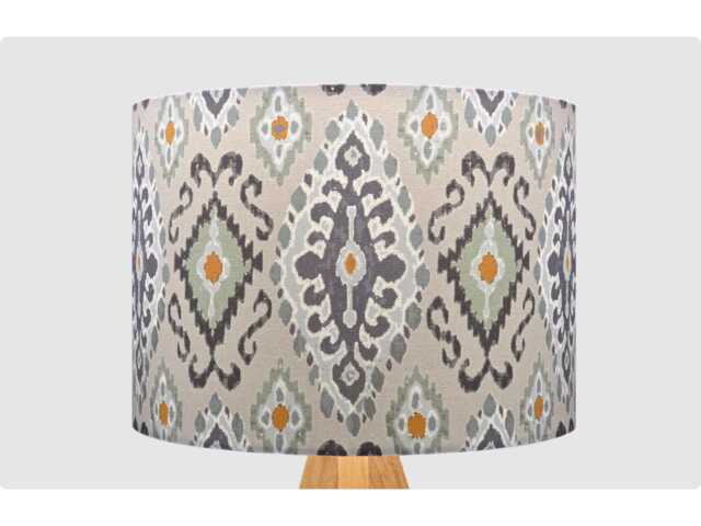 Grey Orange Ikat Lampshade, Table Floor Lamp/Ceiling Pendant Small Medium Large 15cm 20cm 25cm 30cm 35cm 40cm Fabric Drum Light Shade - image 1