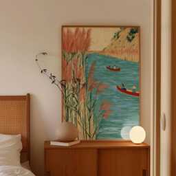 Canoe River Poster, Reed Marsh Landscape Print, Nature Wall Art - thumbnail 2