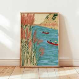 Canoe River Poster, Reed Marsh Landscape Print, Nature Wall Art - thumbnail 4