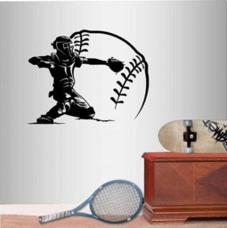 In-Style Decals Wall Vinyl Decal Home Decor Art Sticker Baseball Catcher Player Sports Sportsman Boy Teen Room Removable Mural Design 1612 - thumbnail 1