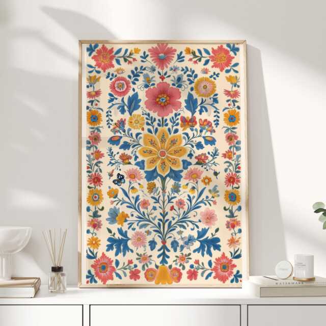 Mexican Print, Art, Decor, Painting, Wall Home Art Folk - image 1