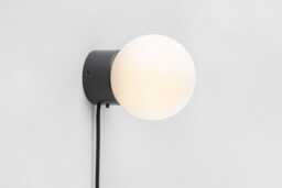 Zoe Wall Sconce Black Plug-In On/Off Switch White Sphere Milk Glass Globe Plafond Bedside Lamp