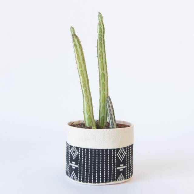 Small Natural Canvas Sitting Planter - Black - image 1