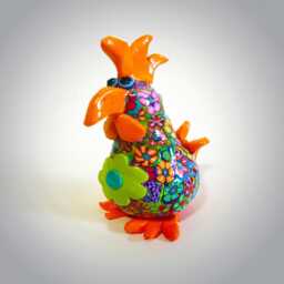 Fun Desk Decoration Chicken Sculpture - Handmade Rooster Figurine - thumbnail 1