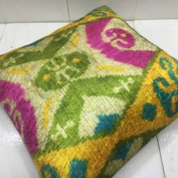 Silk Ikat Pillow Cover - 16x16 - Handwoven Accent - thumbnail 4