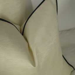 Bamboo Black Piped Vanilla/Cream Luxury Cushion Cover Bold Satin Fabric, Textured Ribbed Modern Sofa Bed Pillow Accent, Design No 14 - thumbnail 2