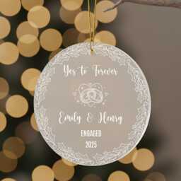Engagement Christmas Ornament, Personalised Couple Names Bauble, Yes To Forever Engaged Gift 2025 - thumbnail 2