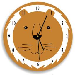 Lion Wall Clock - Kids Room Decor Nursery Art Children Bedroom Mustard - thumbnail 1