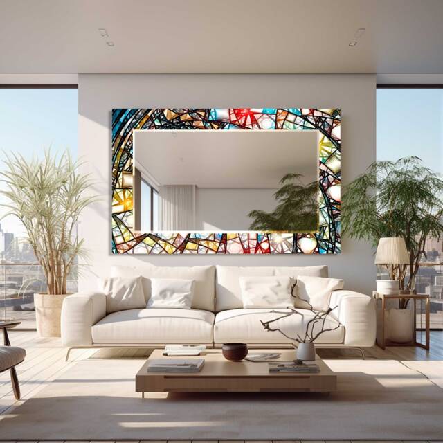 Mirror Wall Decor, For Bathroom, Entryway Hallway Mirror, Luxury Home Living Room Decorative On Tempered Glass - image 1