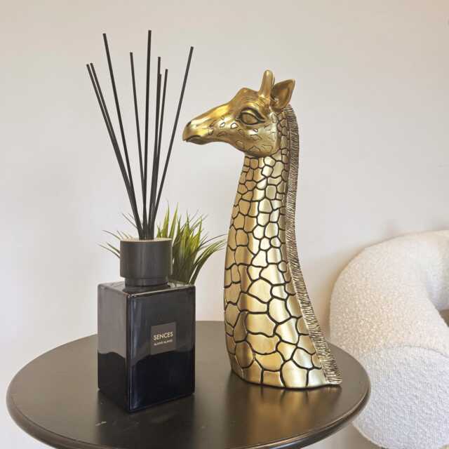 Gold Giraffe Head Figurine With Detailed Markings For Home Decor Or Gift - image 1