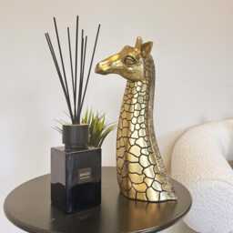 Gold Giraffe Head Figurine With Detailed Markings For Home Decor Or Gift - thumbnail 1