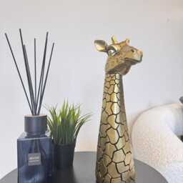 Gold Giraffe Head Figurine With Detailed Markings For Home Decor Or Gift - thumbnail 3