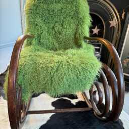 Fern Green Mongolian Sheepskin Throw/Rug Genuine Tibetan Lamb - 48x24 Inches - thumbnail 3