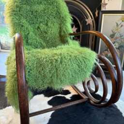 Fern Green Mongolian Sheepskin Throw/Rug Genuine Tibetan Lamb - 48x24 Inches - thumbnail 2
