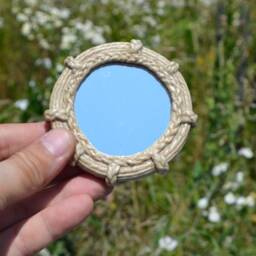 Small Round Hemp Mirror, Miniature Wall Furniture, Decorative Hippy Purse Small Mirrors, Hand Made Mirror - thumbnail 2