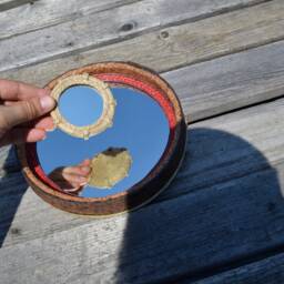 Small Round Hemp Mirror, Miniature Wall Furniture, Decorative Hippy Purse Small Mirrors, Hand Made Mirror - thumbnail 3