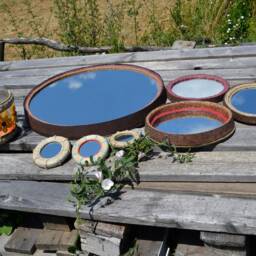 Small Round Hemp Mirror, Miniature Wall Furniture, Decorative Hippy Purse Small Mirrors, Hand Made Mirror - thumbnail 4