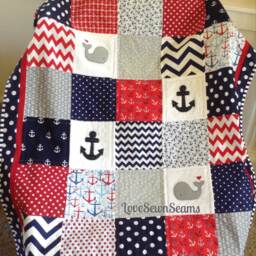 Navy/Gray/Red Nautical Nursery/Coastal Nursery/Nautical Pillow Sold Separately - thumbnail 3