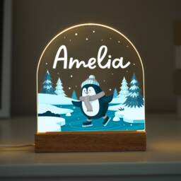 Personalised Led Penguin Lamp, Kids Night Light Gift, Birthday Gifts For Kids, Themed Light, Bedroom Nursery Table - thumbnail 3