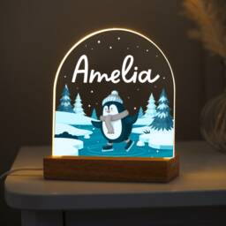 Personalised Led Penguin Lamp, Kids Night Light Gift, Birthday Gifts For Kids, Themed Light, Bedroom Nursery Table - thumbnail 4
