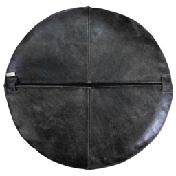 Leather Pouf Vintage Black - thumbnail 4