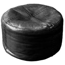 Leather Pouf Vintage Black - thumbnail 2