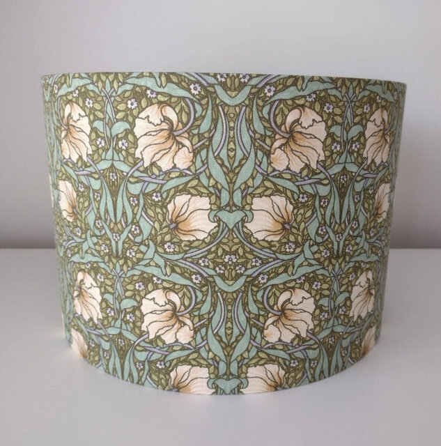 William Morris Lampshade Handmade in Pimpernel Green Cream Fabric - image 1