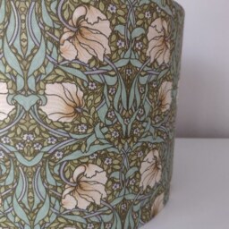 William Morris Lampshade Handmade in Pimpernel Green Cream Fabric - thumbnail 2