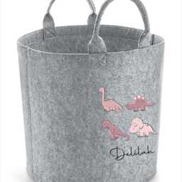 Personalised Dinosaur Toy Storage, Tub, Storage Basket, Box, Baby Shower Gift, Baby Nursery, Blanket Pink Dinosaurs Any Text - thumbnail 2