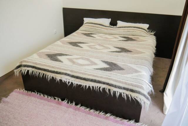 Hand Woven Wool Coverlet Carpathian Throw Blanket, King/Queen Size - image 1
