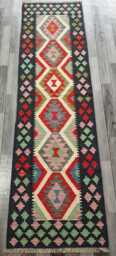 Multicolour Wool Kilim Runner, Handmade Artisan Afghan Turkish Persian Qashqai Moroccan Navajo Flatweave, Natural Rug 249x70 cm - thumbnail 1