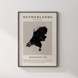 Netherlands Map Vintage Abstract Wall Art Print Picasso + Matisse Inspired Travel Poster - thumbnail 3