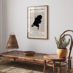 Netherlands Map Vintage Abstract Wall Art Print Picasso + Matisse Inspired Travel Poster - thumbnail 2