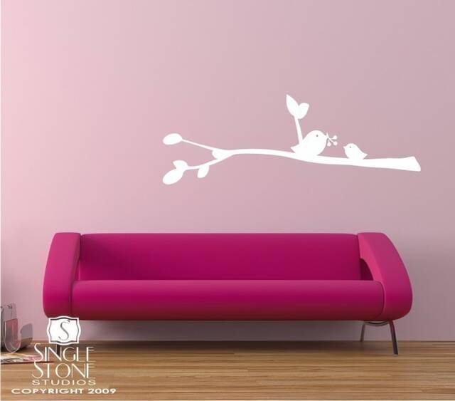 Nursery Birdies With Berries Wall Decal - Vinyl Stickers Art Custom Home Decor - image 1