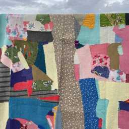 Indian Handmade Vintage Kantha Quilt Reversible Patchwork Block Print Cotton Bedspread - thumbnail 3