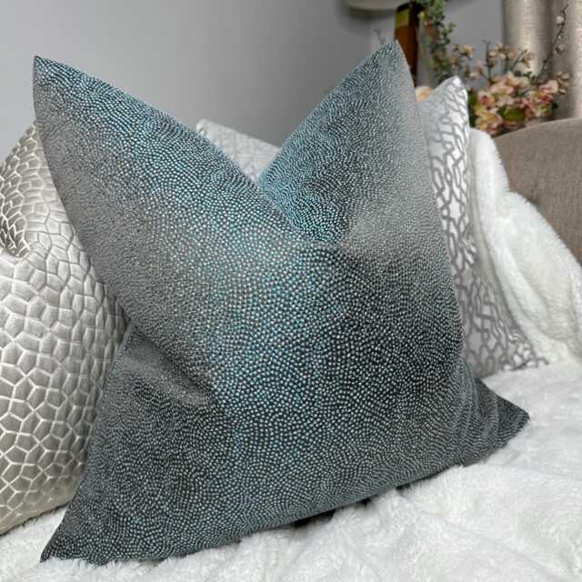 Teal Glamour Cushion Cover Made in Designer Guild Fabric, Sesia Ocean - Double Sided Pillow Cover, Two Toned Shimmering Yarn - image 1