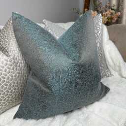 Teal Glamour Cushion Cover Made in Designer Guild Fabric, Sesia Ocean - Double Sided Pillow Cover, Two Toned Shimmering Yarn - thumbnail 4
