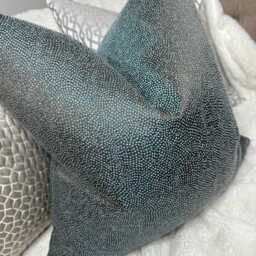 Teal Glamour Cushion Cover Made in Designer Guild Fabric, Sesia Ocean - Double Sided Pillow Cover, Two Toned Shimmering Yarn - thumbnail 3