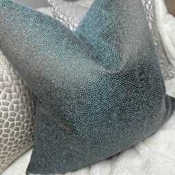Teal Glamour Cushion Cover Made in Designer Guild Fabric, Sesia Ocean - Double Sided Pillow Cover, Two Toned Shimmering Yarn - thumbnail 2